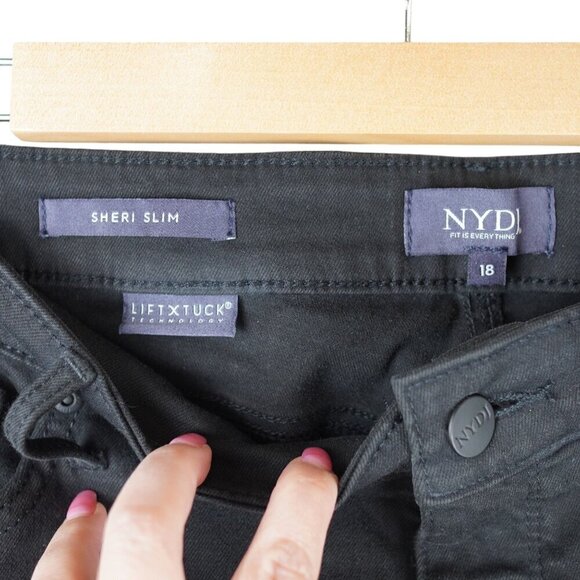 NYDJ Sheri Slim Jeans Mid Wash Lift Tuck Shaping Stretch Storm Black‎ 18 - Picture 4 of 8